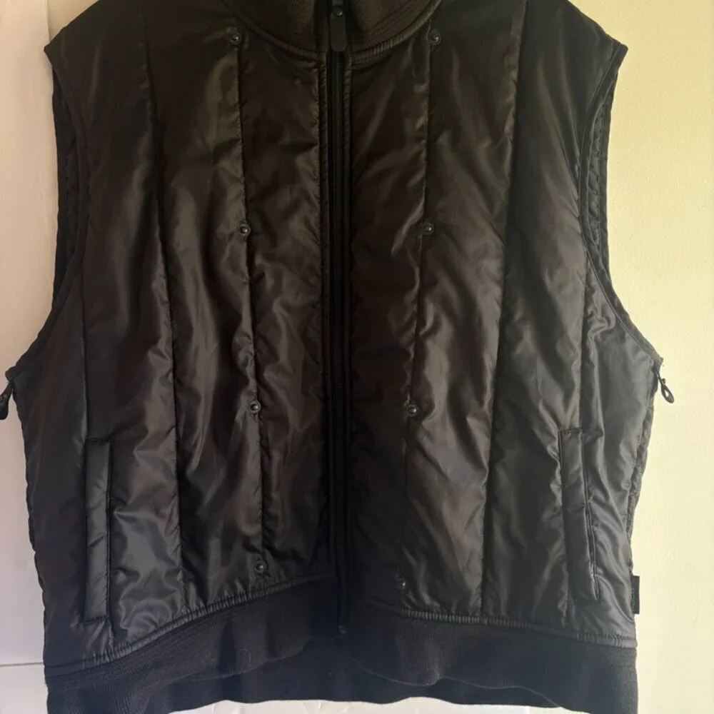 Vintage Polo Ralph Lauren Black Vertical Quilt Insulated Vest Men's XL Snaps